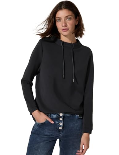 CECIL Damen B322392 Solid T-Shirt with Shiny Detail, Schwarz, S EU von Cecil