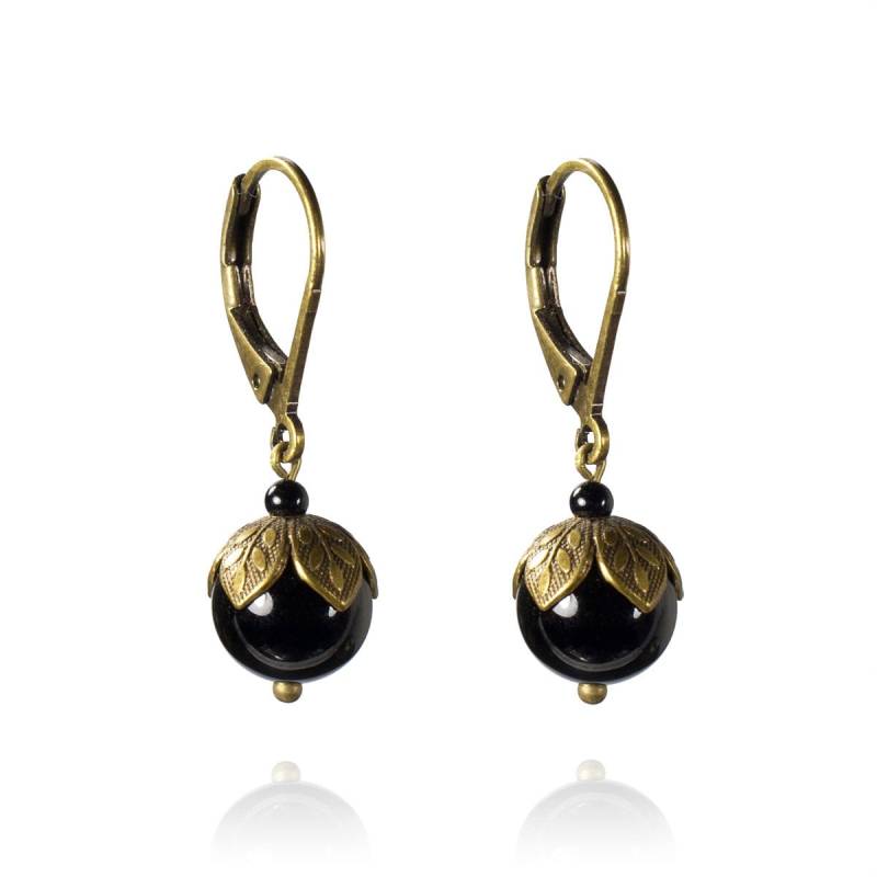 Fruit Défendu - Diskrete Ohrhänger, Bronze Mit Schwarzen Onyxperlen Klappbügel Fruit Défendu - Diskrete Ohrhänger, Bronze Mit Schwarzen Onyxperlen Klappbügel von CecileCohen