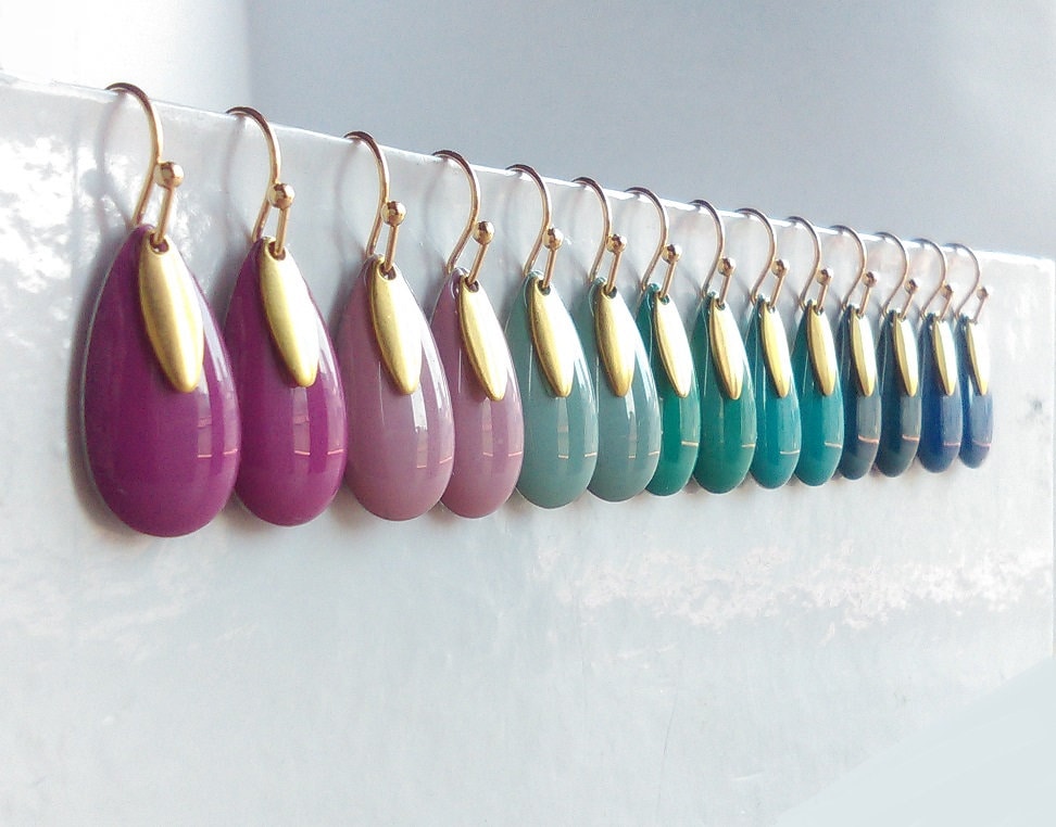 Emaille Ohrringe - Baumeln Brautjungfern Brautschmuck Geschenk Alltags Schmuck Emaille Ohrringe - Baumeln Brautjungfern Brautschmuck Geschenk Alltags Schmuck von Cecileis