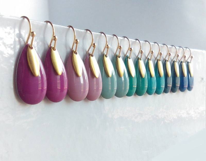 Emaille Ohrringe - Baumeln Brautjungfern Brautschmuck Geschenk Alltags Schmuck Emaille Ohrringe - Baumeln Brautjungfern Brautschmuck Geschenk Alltags Schmuck von Cecileis