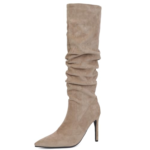 Ceciloroda DaHerren Knee Hohe Stiefel Khaki Slouchy Ruched Wide Calf Fall Schuhe Pointed Toe Pull On Dressy Stiefel Stiletto Gemütlich Size 40 Ceciloroda DaHerren Knee Hohe Stiefel Khaki Slouchy Ruched Wide Calf Fall Schuhe Pointed Toe Pull On Dressy Stiefel Stiletto Gemütlich Size 40 von Ceciloroda
