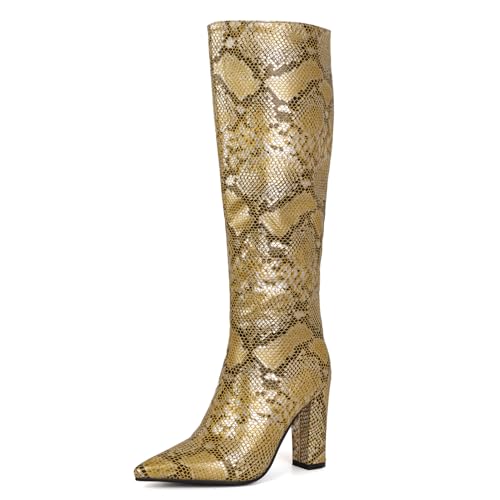 Ceciloroda DaHerren Knee Hohe Stiefel Slouchy Ruched Wide Calf Fall Schuhe Pointed Toe Pull On Dressy Stiefel Block High Heel Gemütlich Gold Size 41 Ceciloroda DaHerren Knee Hohe Stiefel Slouchy Ruched Wide Calf Fall Schuhe Pointed Toe Pull On Dressy Stiefel Block High Heel Gemütlich Gold Size 41 von Ceciloroda