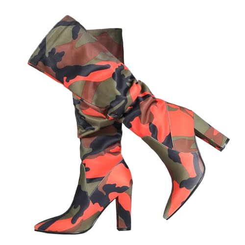 Ceciloroda DaHerren Knee Hohe Stiefel Slouchy Ruched Wide Calf Fall Schuhe Pointed Toe Pull On Dressy Stiefel Block High Heel Gemütlich Orange Size 41 Ceciloroda DaHerren Knee Hohe Stiefel Slouchy Ruched Wide Calf Fall Schuhe Pointed Toe Pull On Dressy Stiefel Block High Heel Gemütlich Orange Size 41 von Ceciloroda