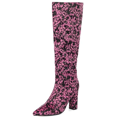 Ceciloroda DaHerren Knee Hohe Stiefel Slouchy Ruched Wide Calf Fall Schuhe Pointed Toe Pull On Dressy Stiefel Block High Heel Gemütlich Pink Size 39 Ceciloroda DaHerren Knee Hohe Stiefel Slouchy Ruched Wide Calf Fall Schuhe Pointed Toe Pull On Dressy Stiefel Block High Heel Gemütlich Pink Size 39 von Ceciloroda