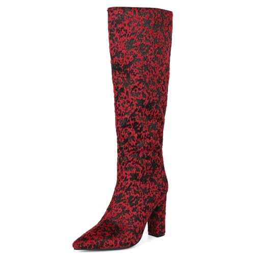 Ceciloroda DaHerren Knee Hohe Stiefel Slouchy Ruched Wide Calf Fall Schuhe Pointed Toe Pull On Dressy Stiefel Block High Heel Gemütlich Red Size 43 Ceciloroda DaHerren Knee Hohe Stiefel Slouchy Ruched Wide Calf Fall Schuhe Pointed Toe Pull On Dressy Stiefel Block High Heel Gemütlich Red Size 43 von Ceciloroda
