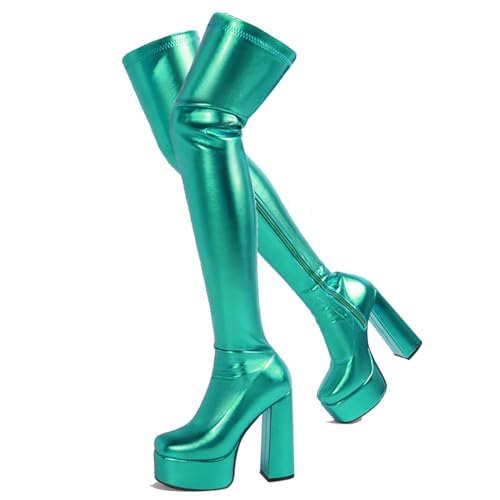Ceciloroda DaHerren Over-the-Kniestiefel Plateau Blockabsatz Thigh Hohe Stiefel Stretch Botas para Mujer Pole Dance Stripper Gold Size 43 Ceciloroda DaHerren Over-the-Kniestiefel Plateau Blockabsatz Thigh Hohe Stiefel Stretch Botas para Mujer Pole Dance Stripper Gold Size 43 von Ceciloroda