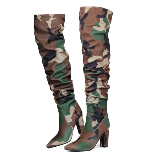Ceciloroda DaHerren Thigh Hohe Stiefel Brown Slouchy Ruched Wide Calf Fall Schuhe Pointed Toe Pull On Dressy OverKniestiefel Blockabsatz Size 39 Ceciloroda DaHerren Thigh Hohe Stiefel Brown Slouchy Ruched Wide Calf Fall Schuhe Pointed Toe Pull On Dressy OverKniestiefel Blockabsatz Size 39 von Ceciloroda