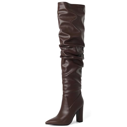 Ceciloroda DaHerren Thigh Hohe Stiefel Brown Slouchy Ruched Wide Calf Fall Schuhe Pointed Toe Pull On Dressy OverKniestiefel Blockabsatz Size 41 Ceciloroda DaHerren Thigh Hohe Stiefel Brown Slouchy Ruched Wide Calf Fall Schuhe Pointed Toe Pull On Dressy OverKniestiefel Blockabsatz Size 41 von Ceciloroda