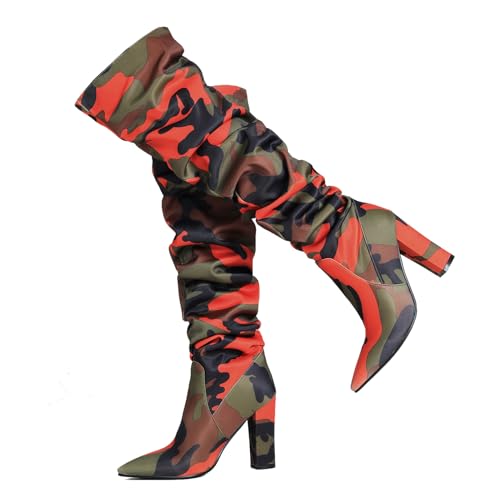 Ceciloroda DaHerren Thigh Hohe Stiefel Orange Slouchy Ruched Wide Calf Fall Schuhe Pointed Toe Pull On Dressy OverKniestiefel Blockabsatz Size 41 Ceciloroda DaHerren Thigh Hohe Stiefel Orange Slouchy Ruched Wide Calf Fall Schuhe Pointed Toe Pull On Dressy OverKniestiefel Blockabsatz Size 41 von Ceciloroda