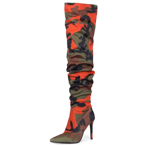 Ceciloroda DaHerren Thigh Hohe Stiefel Orange Slouchy Ruched Wide Calf Fall Schuhe Pointed Toe Pull On Dressy OverKniestiefel Stiletto Höhe Ferse Size 41 Ceciloroda DaHerren Thigh Hohe Stiefel Orange Slouchy Ruched Wide Calf Fall Schuhe Pointed Toe Pull On Dressy OverKniestiefel Stiletto Höhe Ferse Size 41 von Ceciloroda