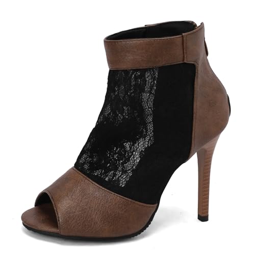 Ceciloroda Dressy Bootie Sandalen Peep Toe Stiletto für Damen Ankle Wrap Spitze Mesh Hochzeit Dance Party Heels Performance Schuhe Brown Size 42 Ceciloroda Dressy Bootie Sandalen Peep Toe Stiletto für Damen Ankle Wrap Spitze Mesh Hochzeit Dance Party Heels Performance Schuhe Brown Size 42 von Ceciloroda
