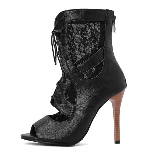 Ceciloroda Fancy Bootie Sandalen Peep Toe Stiletto für Damen Ankle Wrap Spitze Mesh Hochzeit Dance Party Heels Performance Schuhe Black Size 42 Ceciloroda Fancy Bootie Sandalen Peep Toe Stiletto für Damen Ankle Wrap Spitze Mesh Hochzeit Dance Party Heels Performance Schuhe Black Size 42 von Ceciloroda