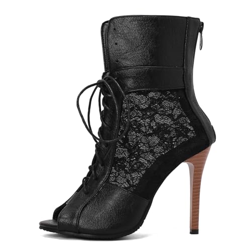 Ceciloroda Fancy Bootie Sandalen Peep Toe Stiletto für Damen Ankle Wrap Spitze Mesh Hochzeit Dance Party Heels Performance Schuhe Black Size 42 Ceciloroda Fancy Bootie Sandalen Peep Toe Stiletto für Damen Ankle Wrap Spitze Mesh Hochzeit Dance Party Heels Performance Schuhe Black Size 42 von Ceciloroda