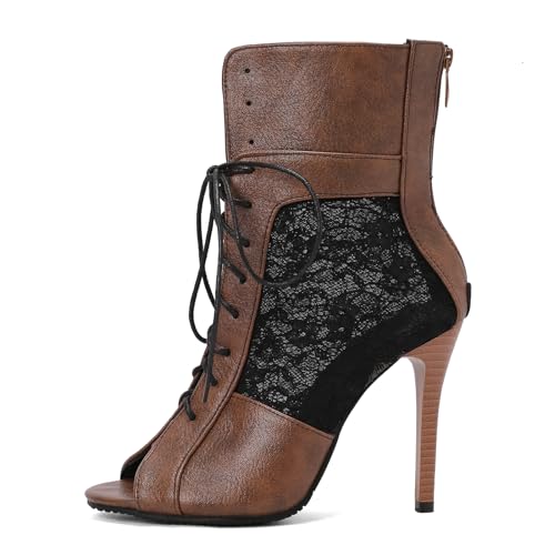 Ceciloroda Fancy Bootie Sandalen Peep Toe Stiletto für Damen Ankle Wrap Spitze Mesh Hochzeit Dance Party Heels Performance Schuhe Brown Size 38 Ceciloroda Fancy Bootie Sandalen Peep Toe Stiletto für Damen Ankle Wrap Spitze Mesh Hochzeit Dance Party Heels Performance Schuhe Brown Size 38 von Ceciloroda