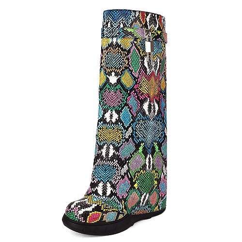 Ceciloroda Keilabsatz Fold Over Stiefel Knee High Plateau Shark Stiefel Wide Calf Distressed Trousers Botas Animal Print Snake Size 43 Ceciloroda Keilabsatz Fold Over Stiefel Knee High Plateau Shark Stiefel Wide Calf Distressed Trousers Botas Animal Print Snake Size 43 von Ceciloroda