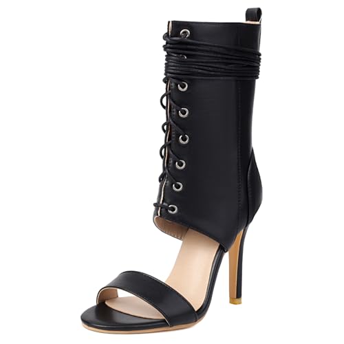 Ceciloroda Schnüren Gladiator Sandalen Stiletto für Damen Ankle Wrap Open Toe Motorcycle Biker Schuhe Dressy Party Heels Performance Schuhe Black Size 41 Ceciloroda Schnüren Gladiator Sandalen Stiletto für Damen Ankle Wrap Open Toe Motorcycle Biker Schuhe Dressy Party Heels Performance Schuhe Black Size 41 von Ceciloroda
