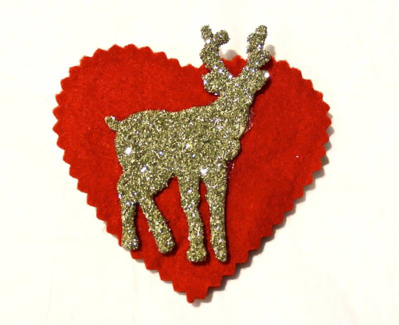 Rot Und Silber Valentine Reh Herz Pin Rot Und Silber Valentine Reh Herz Pin von CecilyRush