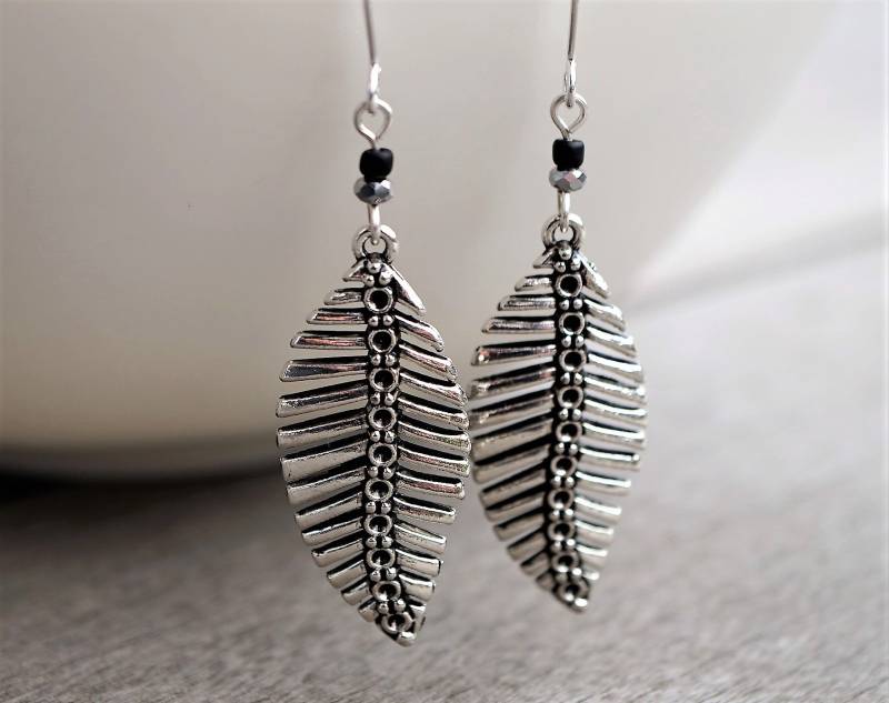 Blatt Ohrringe Sterling Silber Ohrhaken Schmuck Boho von CecylDesign