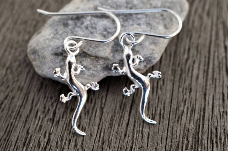 sterling Silber Eidechse Ohrringe Gecko Camouflage Symbol Der Freiheit von CecylDesign