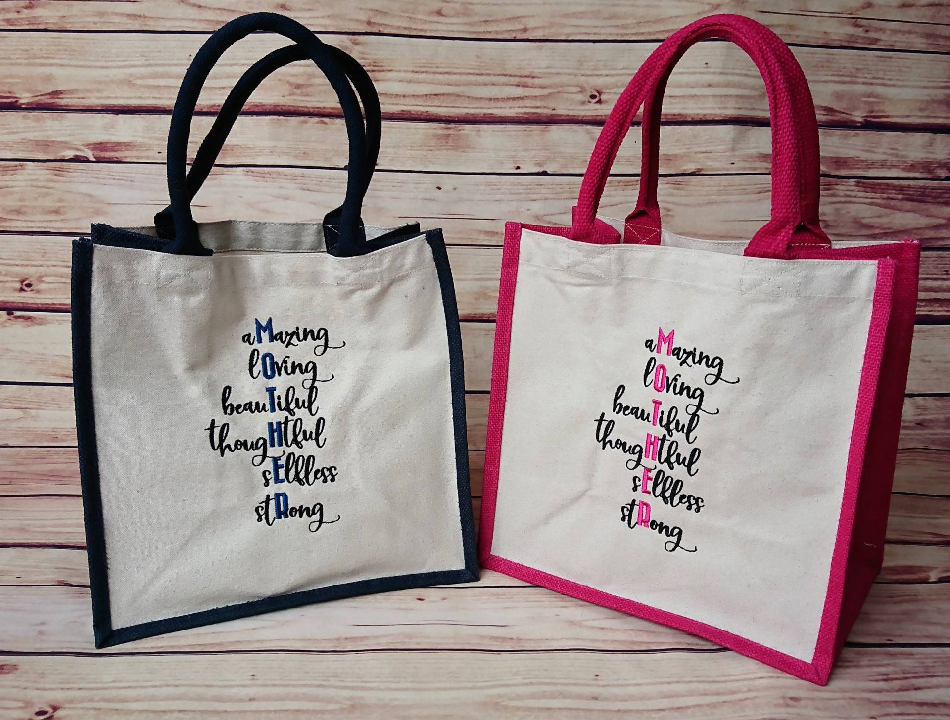 Mutter Jute Einkaufstasche Mutter Jute Einkaufstasche von CedarDesignsEmb