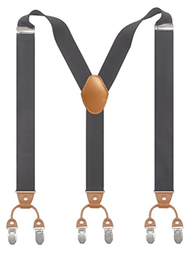 Cedriany Herren-Straps, 6 Clips, Y-förmig, strapazierfähig, mit 3,6 cm Hosenträgern, elastische Bänder, dunkelgrau, Einheitsgröße von Cedrainy
