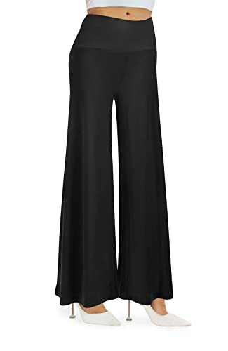 Cegerne Damen Stretch Weite Bein Palazzo Lounge High Waist Hosen Anzughose, Schwarz01, 3XL von Cegerne