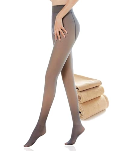 Cegerne Damen Winter Thermostrumpfhosen Gefütterte Fleece Strumpfhose Gefälschte Durchscheinend Dicke Pantyhose Warmer Leggings, 200g für 5~20℃ Hautfarbe, M von Cegerne