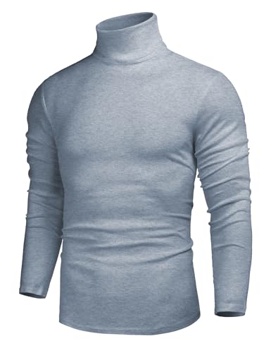 Cegerne Herren Rollkragenpullover Slim Fit Langarmshirts Rollkragen Pullover Turtleneck Sweater Unterzieh Basic Shirt Elastisch Männer, Grau, L von Cegerne