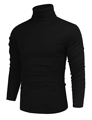 Cegerne Herren Rollkragenpullover Slim Fit Langarmshirts Rollkragen Pullover Turtleneck Sweater Unterzieh Basic Shirt Elastisch Männer, Schwarz, L von Cegerne