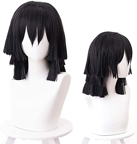 Anime Cosplay Perücke für Demon Slayer Perücken Karneval Hitzebeständiges Kunsthaar Karneval Halloween (Iguro Obanai Wig) von Ceilldeo