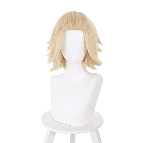 Kurze blonde Manjiro Sano Cosplay Perücke für Tokyo Revengers Mikey Cosplay Anime Party Kostüm Perücken (32CM) von Ceilldeo