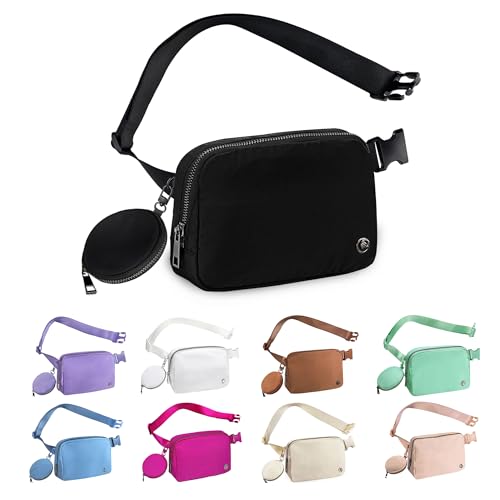 Fanny Pack Crossbody Taschen für Damen und Herren, wasserdichte Umhängetasche mit verstellbarem verlängertem Riemen, Unisex überall Gürteltasche für Reisen, Urlaub, Schwarz, modisch von Ceiofin