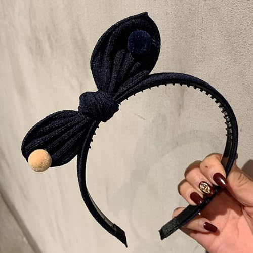 Haarreifen HaargummisStirnbänderBlumenkopf Koreanische neue Strickwolle Niedliche Hasenohren mit Zähnen Internet Celebrity Bow Knot Rutschfeste Haarnadel, Rosa (Farbe: Grau) (Color : Black, Size : 1 von CekoCk