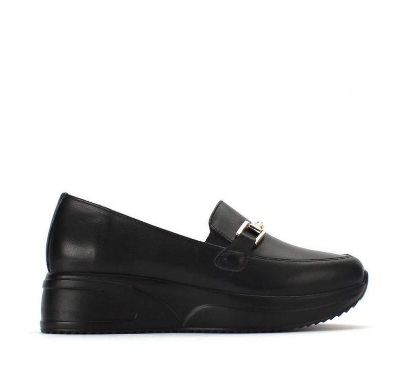 Celal Gültekin 376-20418 Keilpumps Schwarze Lederschuhe mit 4,5 cm Keilabsatz und Slip-On-Design. von Celal Gültekin