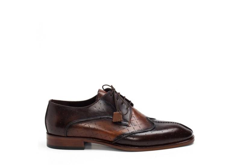Celal Gültekin 552-551 Schnürschuh Edler Farbverlauf in Tan und Braun mit robustem Blockabsatz. von Celal Gültekin