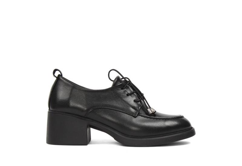 Celal Gültekin 727-28639 Schnürschuh Blockabsatz, Zierschnürung, Glattleder-Optik, bequem, schwarz von Celal Gültekin