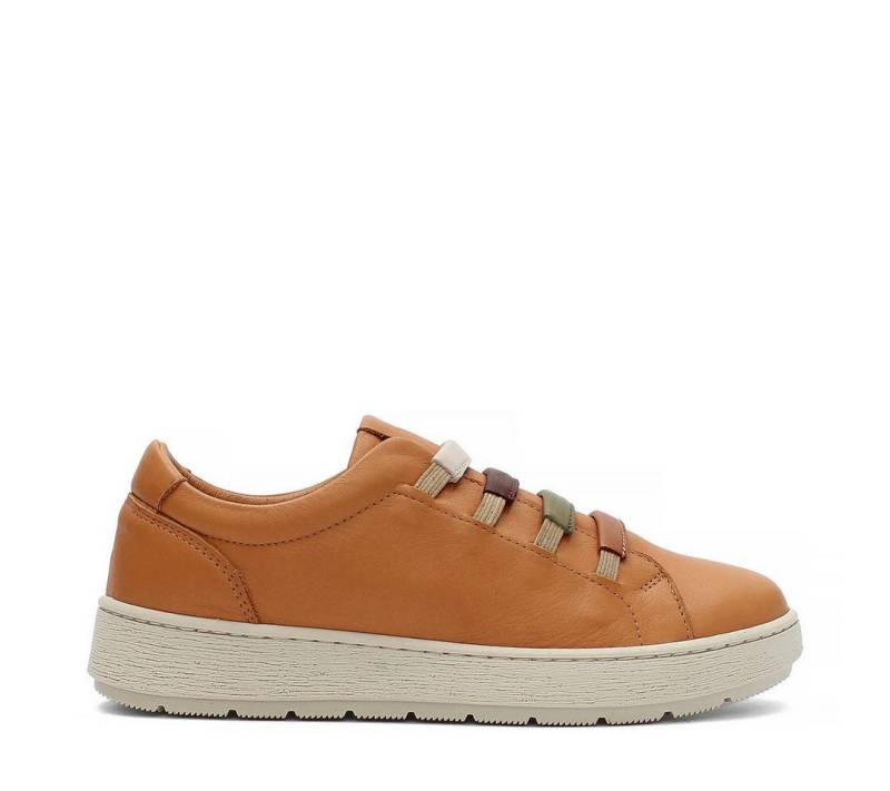 Celal Gültekin Damen Leder-Sneaker – Bequeme Slip-On mit bunten elastischen Riemen Sneaker Kräftiges Leder mit elastischem Slip-On-Design. von Celal Gültekin