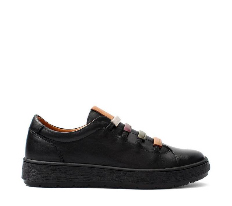 Celal Gültekin Damen Leder-Sneaker – Bequeme Slip-On mit bunten elastischen Riemen Sneaker Kräftiges Leder mit elastischem Slip-On-Design. von Celal Gültekin