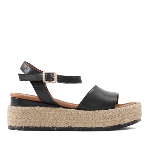 Celal Gültekin Damen Keilsandalen aus cognacfarbenem Wildleder mit Bastsohle (297-27512) von Celal Gültekin