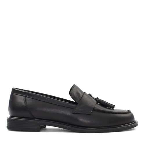Celal Gültekin Damen Leder Quasten Loafer Schwarz – Klassischer Slipper (085-29407) von Celal Gültekin