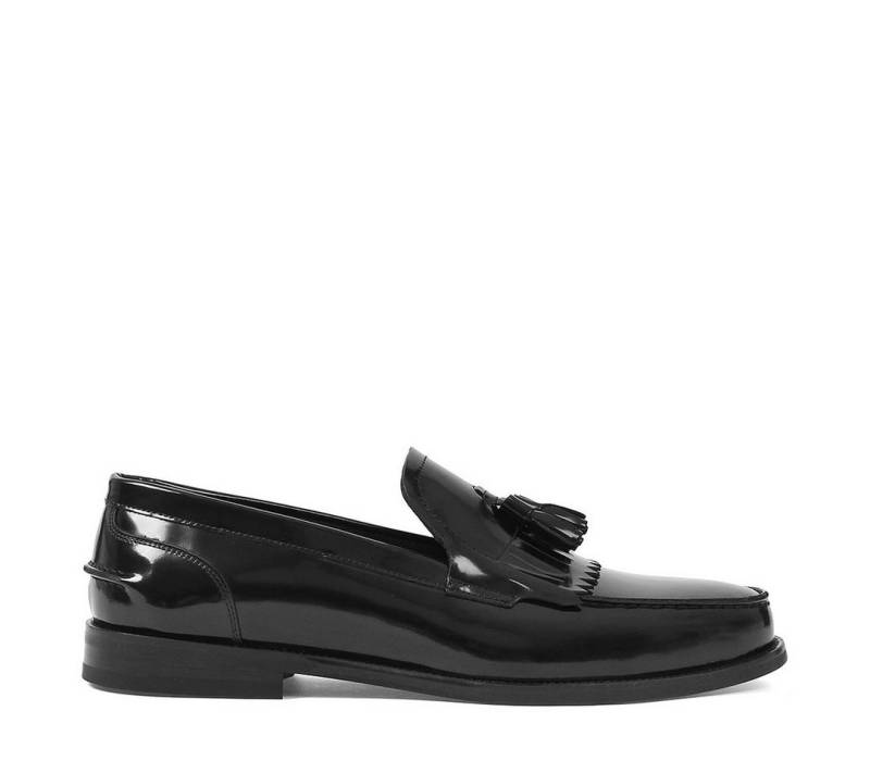 Celal Gültekin Herren Lackleder Slipper – Elegante Loafer mit Fransen Loafer Herren Lackleder Loafer in Schwarz mit Fransen-Design von Celal Gültekin