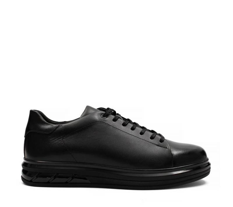 Celal Gültekin Herren Leder Sneaker mit Robuster Sohle – Schwarz Sneaker Echtes Leder, Lederfutter, Polyurethan-Sohle, 4 cm Absatz, Schwarz von Celal Gültekin