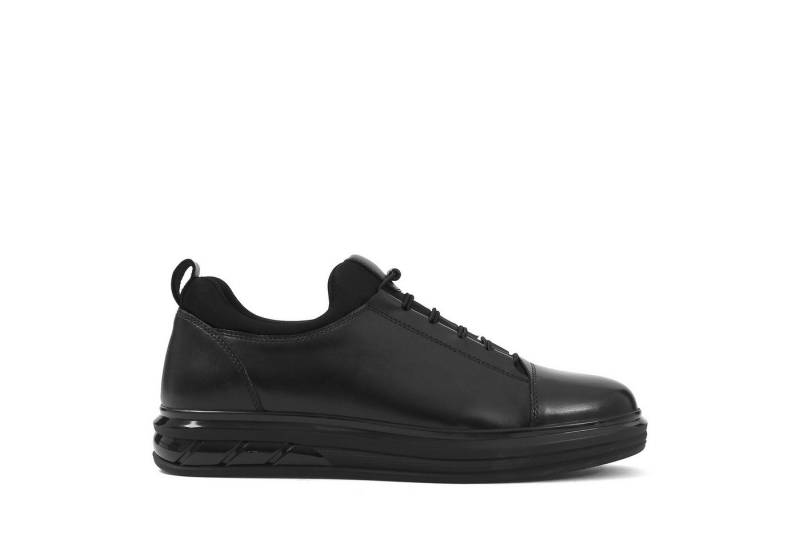 Celal Gültekin Herren Low-Top Sneaker aus schwarzem Leder Sneaker Glattleder, klassischer Look, bequem, Low-Top Stil, Schwarz von Celal Gültekin