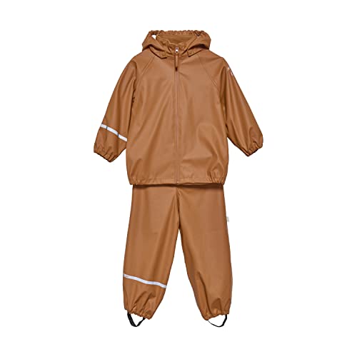 CeLaVi Unisex Kids Basic Recycle PU Rainwear Set, Amber Brown, 90 von Celavi