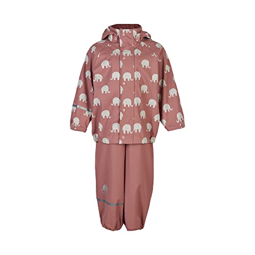 CeLaVi Unisex Kids Rainwear Set Elephant AOP-PU Regenset, Burlwood, 110 von Celavi