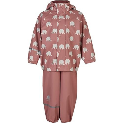 CELAVI Unisex Kinder Rainwear Set Elephant AOP-PU Coat, Brown, 140 von Celavi