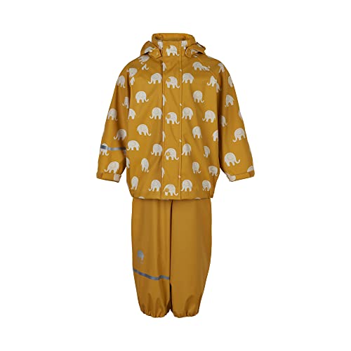 CeLaVi Unisex Kids Rainwear Set Elephant AOP-PU Regenset, Mineral Yellow, 130 von Celavi