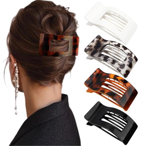 Celblisora 4 Stück Flache Haarspangen für Frauen und Mädchen,Flache Klauenklammern,Starker Halt,Große Seitliche Haarspange,Französische Haarklammer mit Entenschnabel Celblisora 4 Stück Flache Haarspangen für Frauen und Mädchen,Flache Klauenklammern,Starker Halt,Große Seitliche Haarspange,Französische Haarklammer mit Entenschnabel von Celblisora