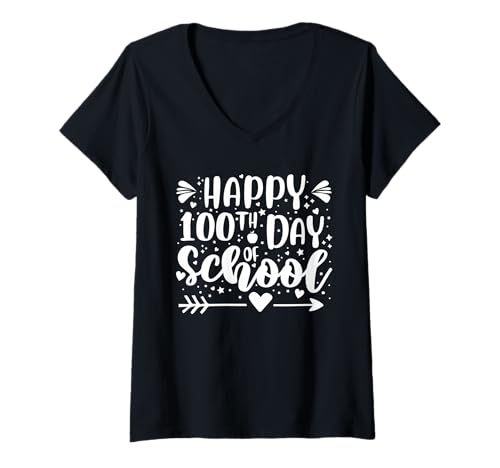 Damen Feiern Sie den 100. Schultag, Lehrer, Schüler T-Shirt mit V-Ausschnitt Damen Feiern Sie den 100. Schultag, Lehrer, Schüler T-Shirt mit V-Ausschnitt von Celebrate 100 Days School Fun Graphic