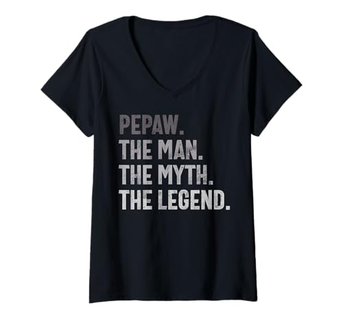 Damen Pepaw The Man The Myth The Legend Retro Vatertag Vintage T-Shirt mit V-Ausschnitt von Celebrate Fathers Day Gifts Dad Papa Father